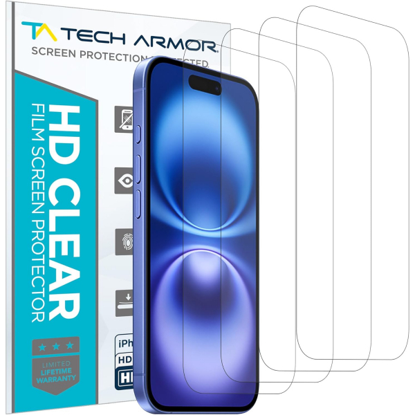 Tech Armor Apple iPhone 16 Ekran Koruyucu Film(4 adet)