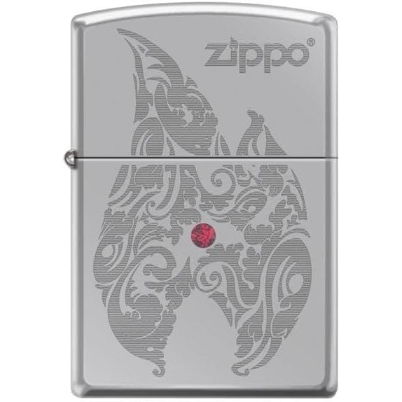 Zippo lemeli Alev Krmz Swarovski akmak 