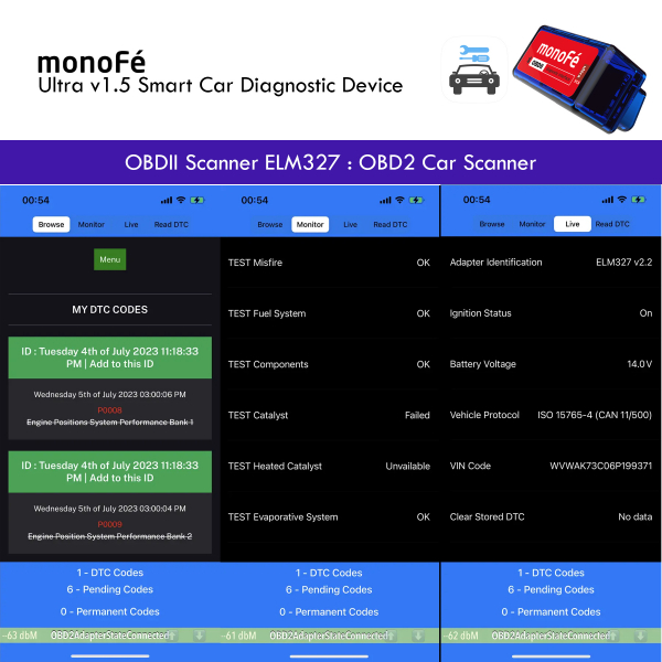 monoFe OBDII Scanner Ultra v1.5 OBD 2 Ara� Tan� Cihaz�