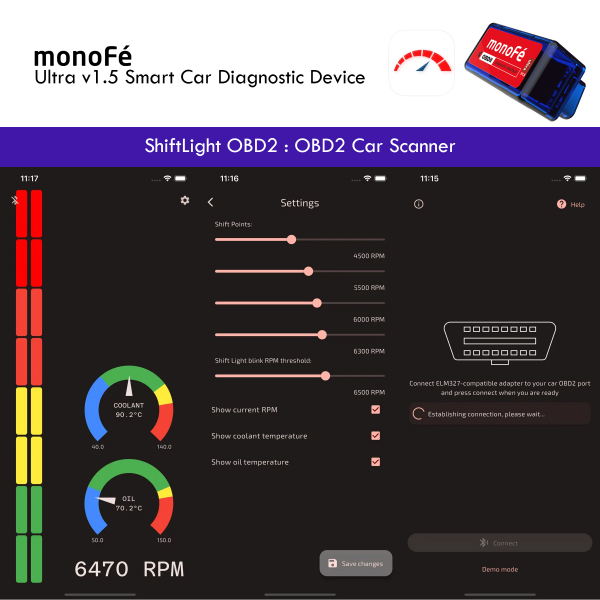 monoFe ShiftLight Ultra v1.5 OBD 2 Ara� Tan� Cihaz�