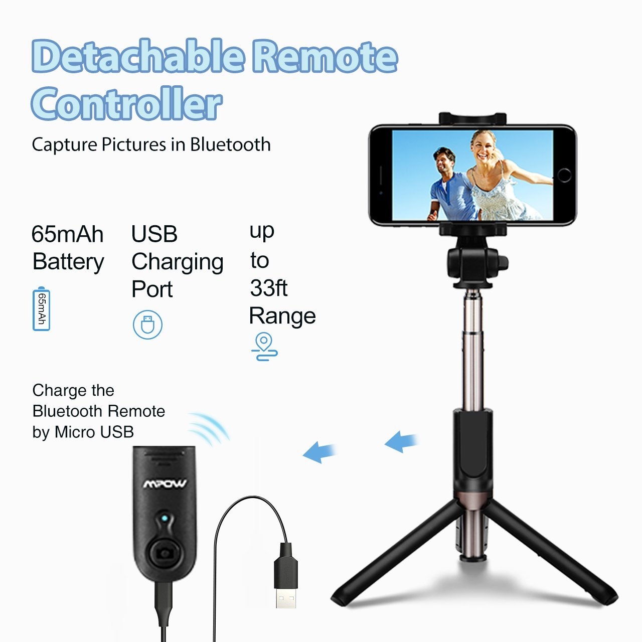 Mpow Bluetooth Selfie Çubuğu/Tripod 8062