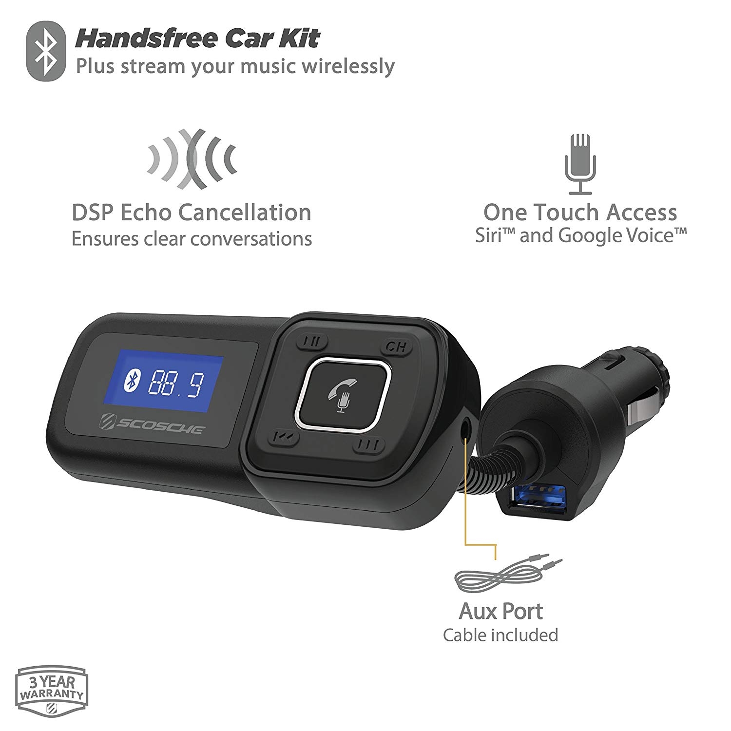 scosche handsfree car kit with fm trasmitter