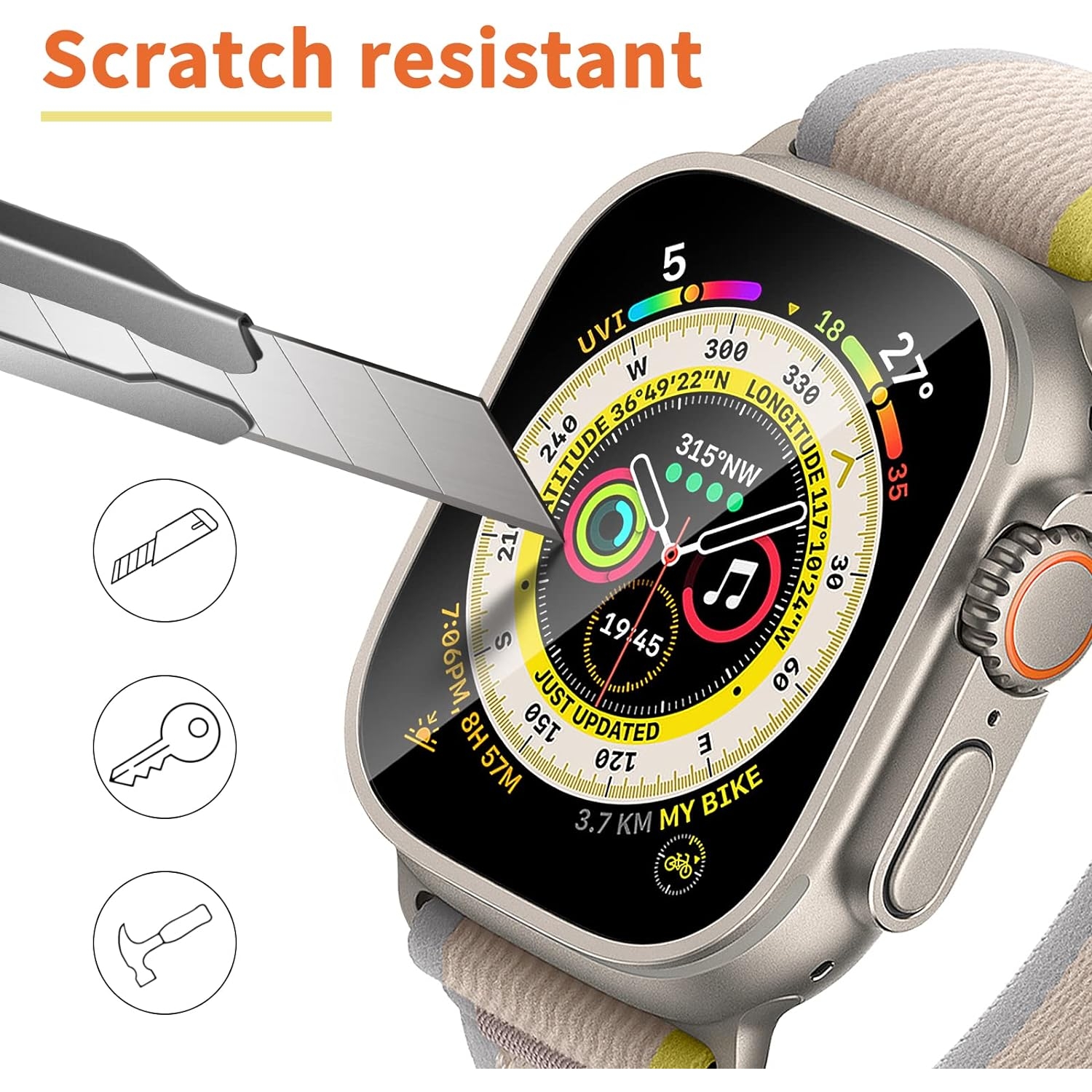 Smiling Apple Watch Ultra 2.Nesil Şeffaf Ekran Koruyucu 89060