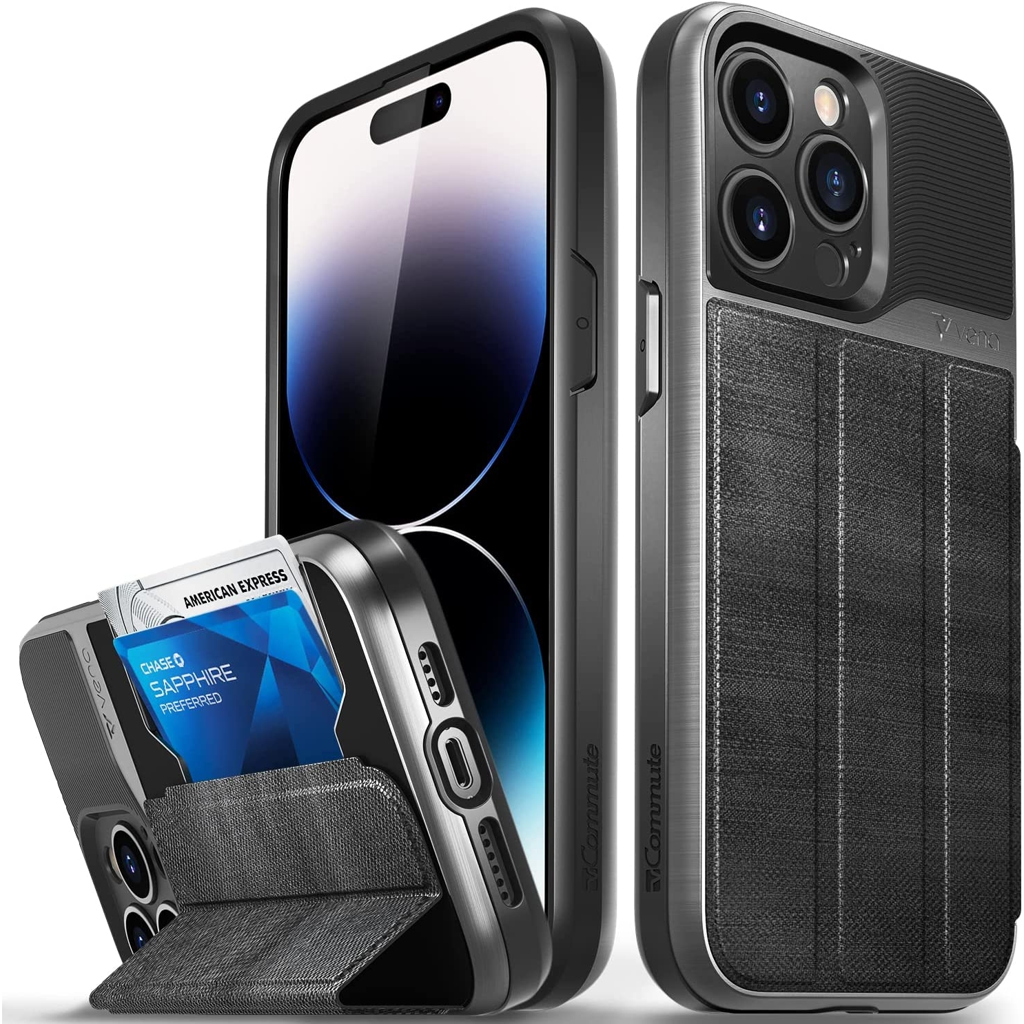 Vena Apple iPhone 14 Pro Max Kartlıklı Deri Kılıf (MILSTD