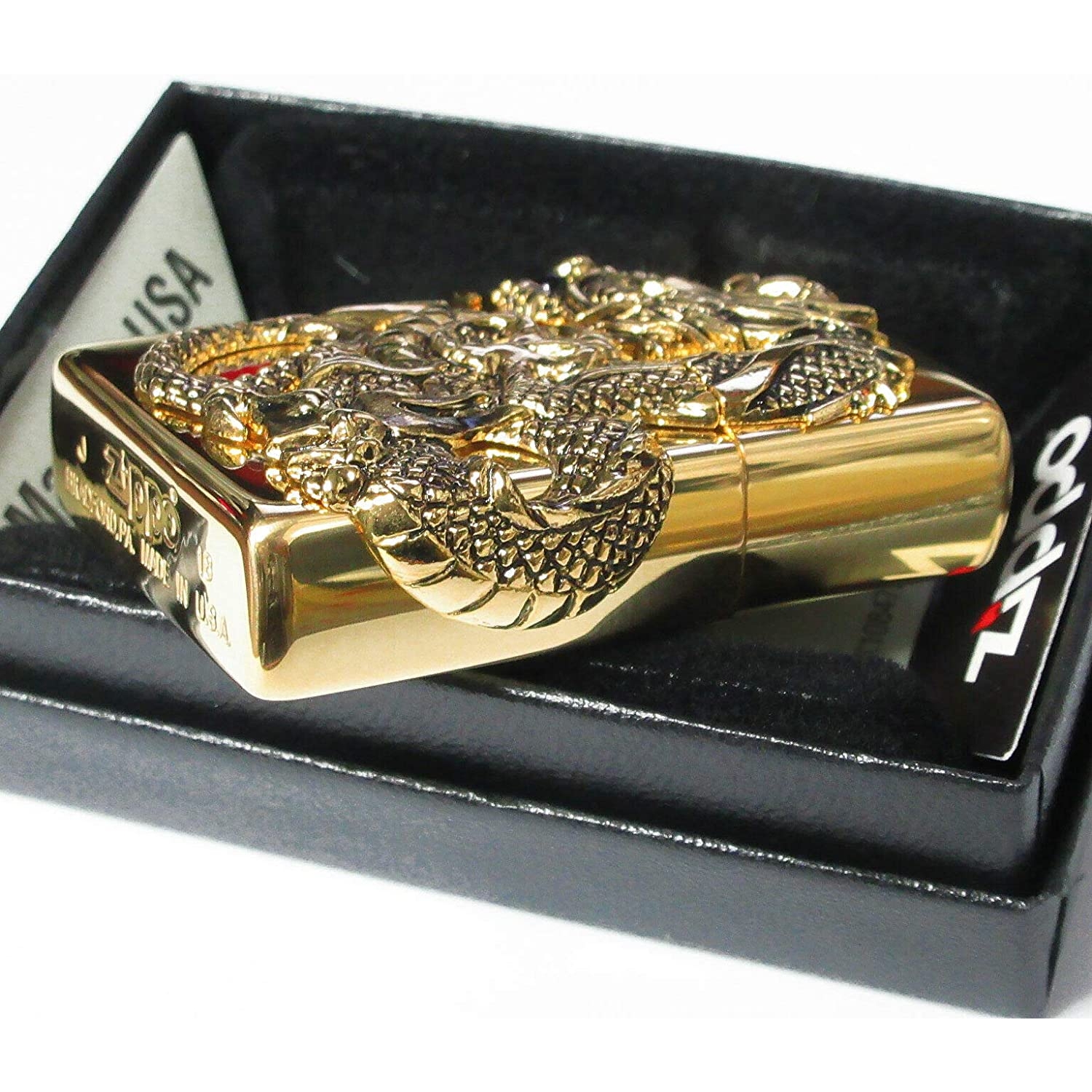 Zippo Rojo Manzana Caramelo con Dragon Dorado - 79095