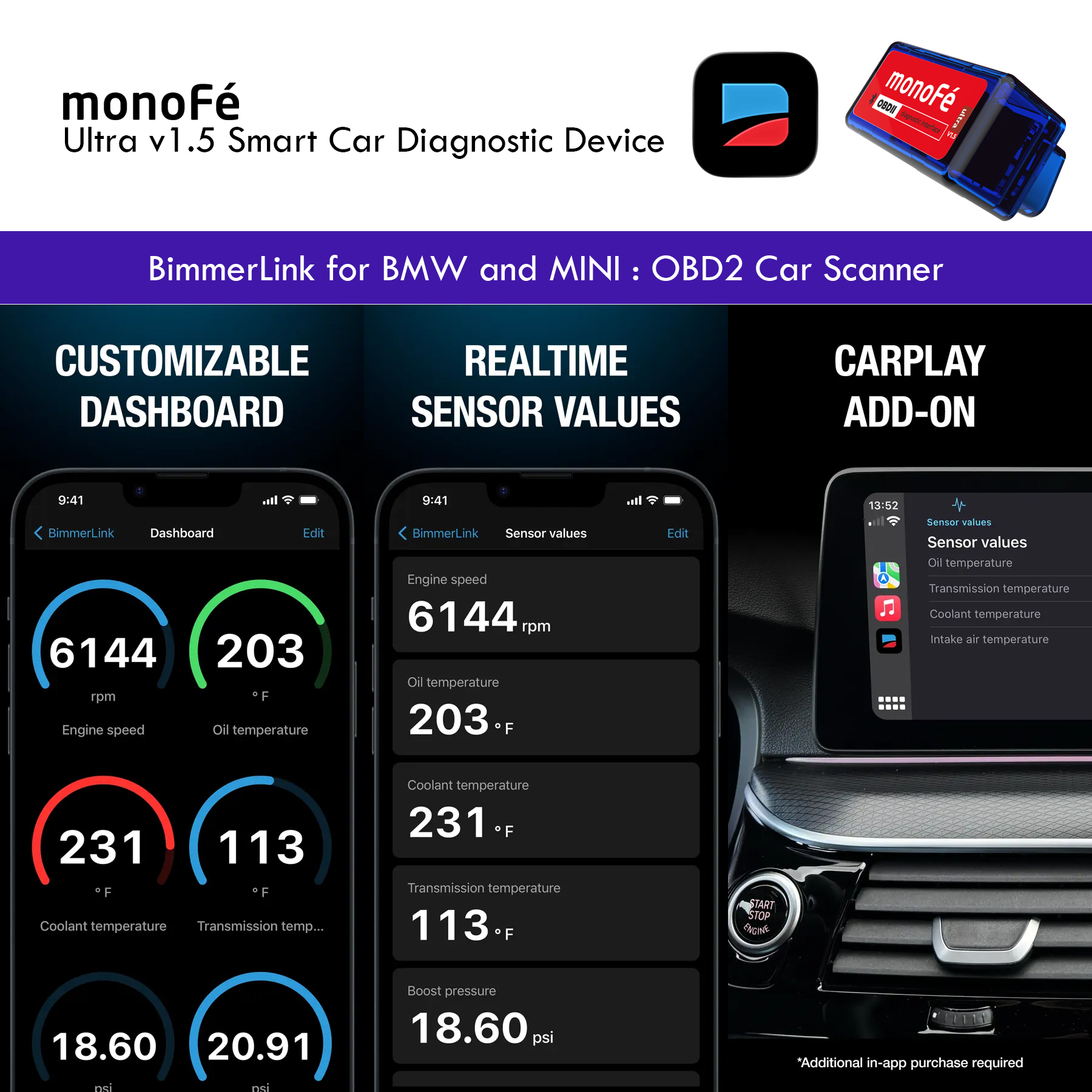 monoFe BimmerLink Ultra v1.5 OBD 2 Araç Tanı Cihazı 98259
