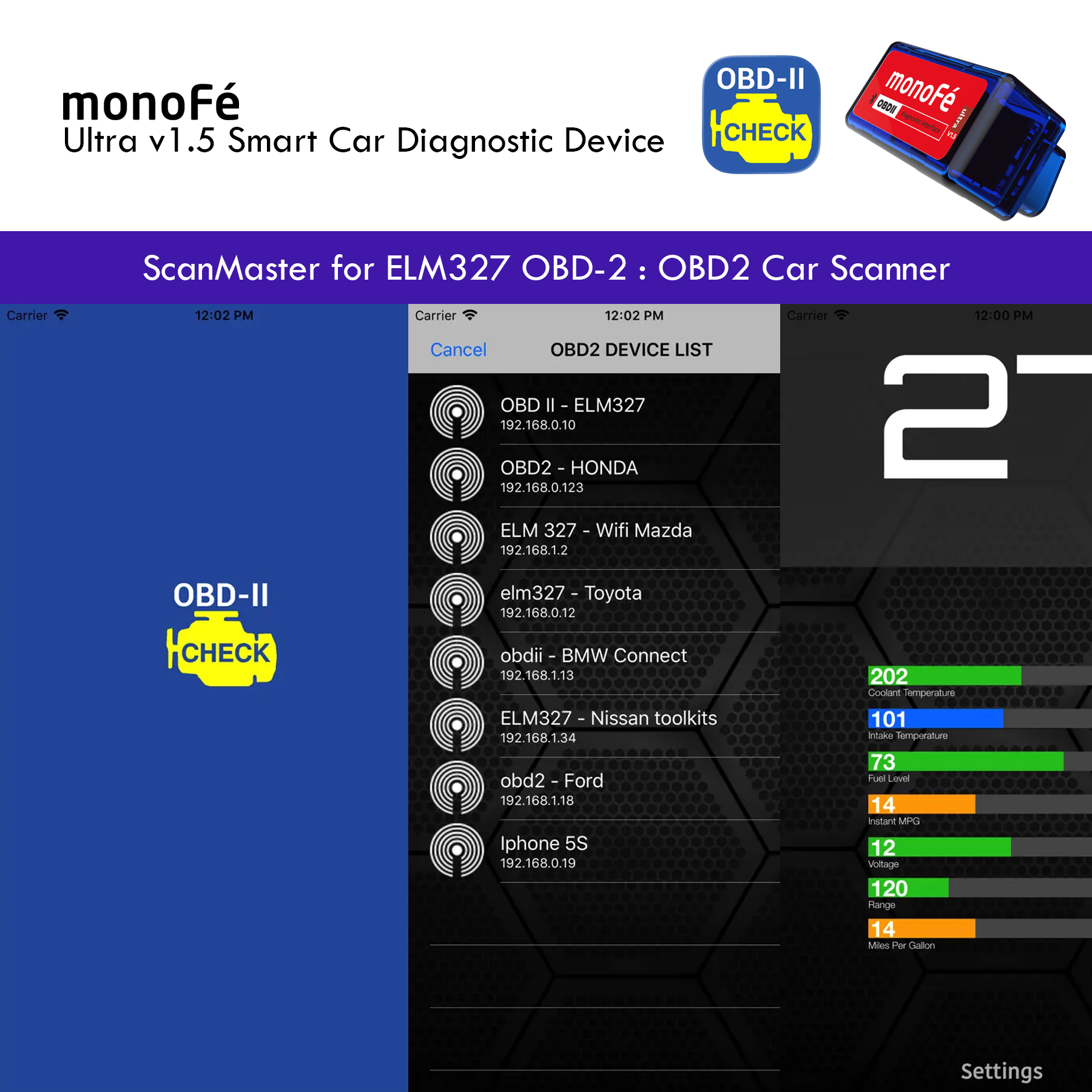 Scanmeter monoFe ScanMaster Ultra v1.5 OBD 2 Araç Tanı Cihazı 98279